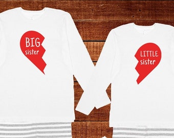 Sister Pajamas in Adult Kids and Baby Sizes - Big Sister Little Sister - Valentines Matching Pjs PJ Women Girl Kid Baby Matching Pjs Set