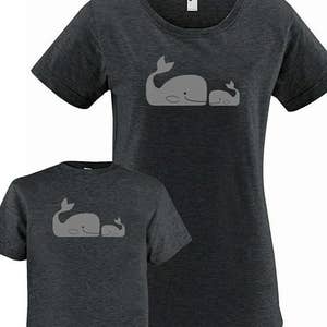 Matching Mother Daughter Shirts, Mommy and Me Whale Pair Set T shirts, gift, mom child, mom shirt, mother daughter son gift for mom girl boy image 2