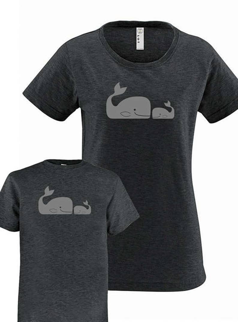 Matching Mother Daughter Shirts, Mommy and Me Whale Pair Set T shirts, gift, mom child, mom shirt, mother daughter son gift for mom girl boy image 2