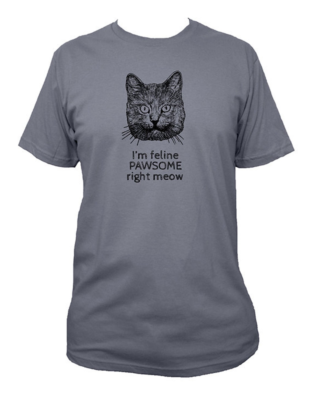 Cat Shirt I'm Feline Pawsome Right Meow Funny Cat Shirt - Etsy