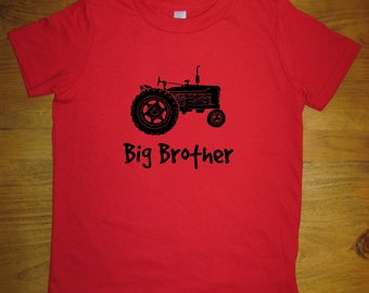 Big Brother Shirt - 5 Colors Available - Kids Big Brother Tractor T shirt Sizes 2T, 4T, 6, 8, 10, 12 - Gift Friendly - Kids Farming Brother