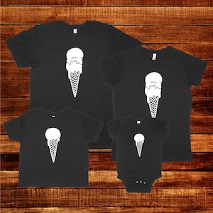 Fathers Day Ice Cream Scoops -  Add a Scoop for Each Child (up to 4) - Mom / Dad Shirts Love Ice Cream Cones - 1, 2, 3, 4 kids - Matching