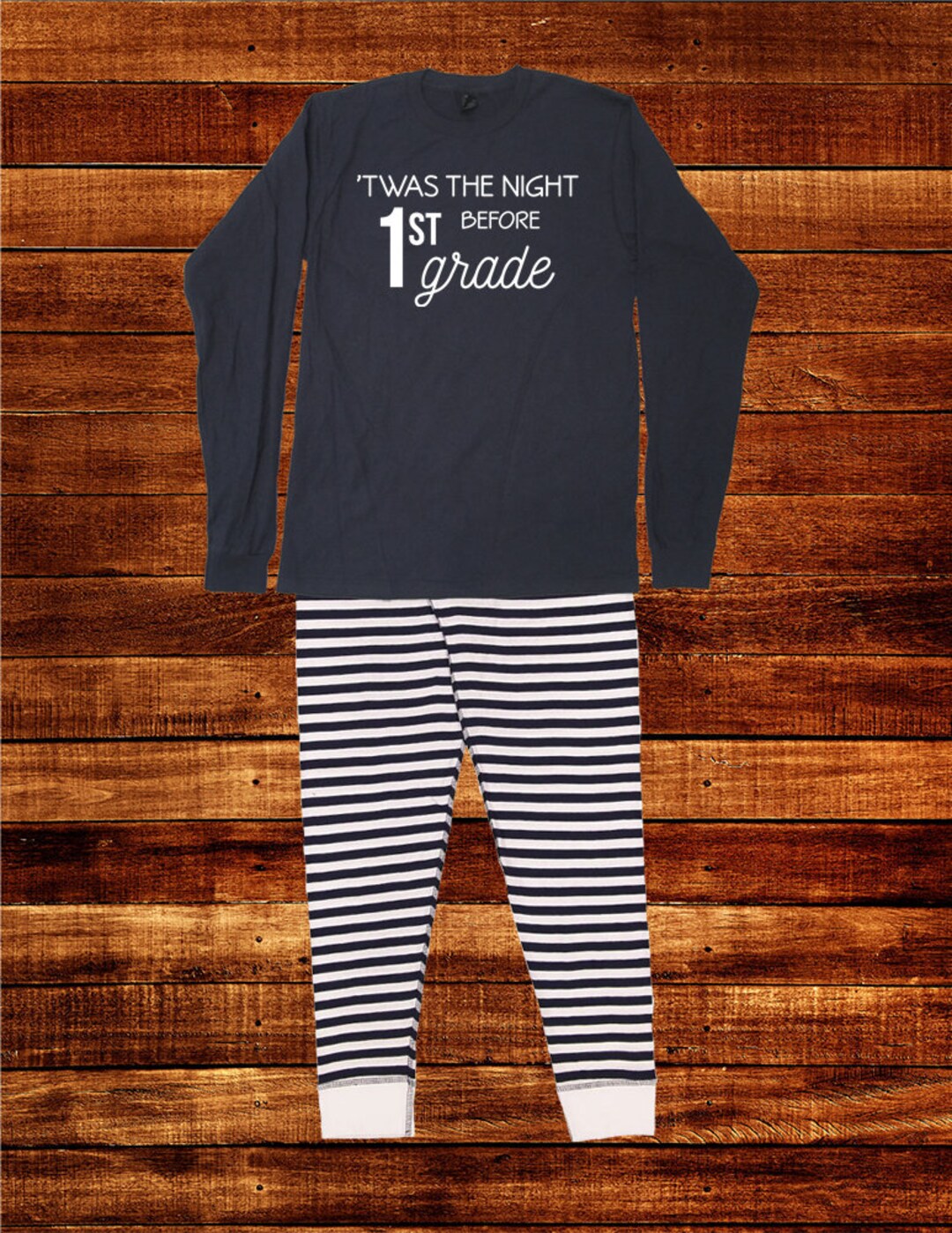Long Sleeved Back to School Pajamas the Night Before Kindergarten