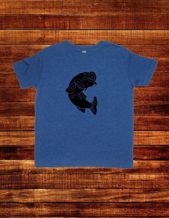 Bass Fish Tshirt Kids Fishing Shirt Fishing Tee Boy or Girl Shirt