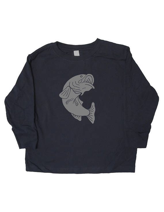 Kids Fishing Shirt - Long Sleeved Shirt for Boys or Girls - Fish Fisherman  Youth Winter / Fall Shirt - Great Gift idea for boys or girls