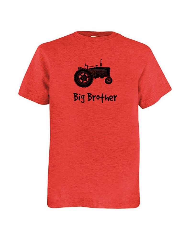 Big Brother Shirt Multiple Colors Available Kids Big Brother Tractor Gift Friendly PolyCotton Blended Fun Boys Tee image 3