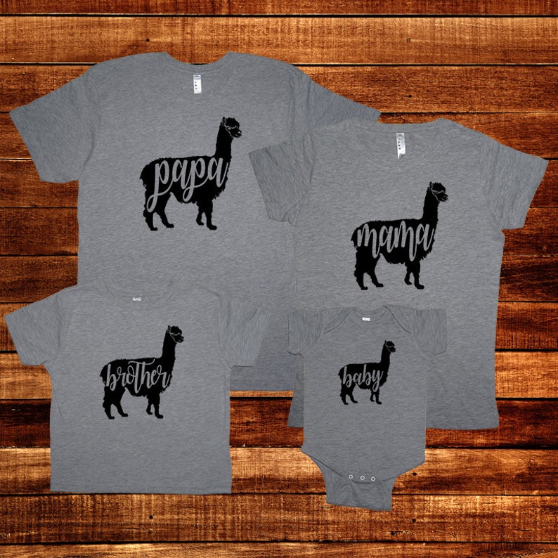 Mama Llama with Plus Sized Shirts available Mommy and Me Matching Whole Family T Shirts Brother Sister Baby Shirts Mom Matching TShirts image 2