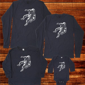 Fathers Day Astronaut Family T Shirts Long Sleeved Style Outer Space Men Women Kids Baby Youth Adult Matching Tees Long Sleeves TShirts