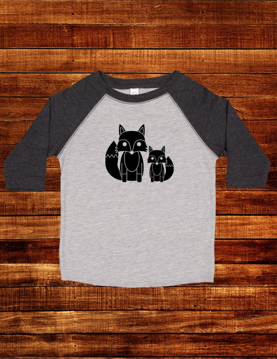 Foxes - Fox Pair Shirt for Girls or Boys Pink Blue Black Raglan 3