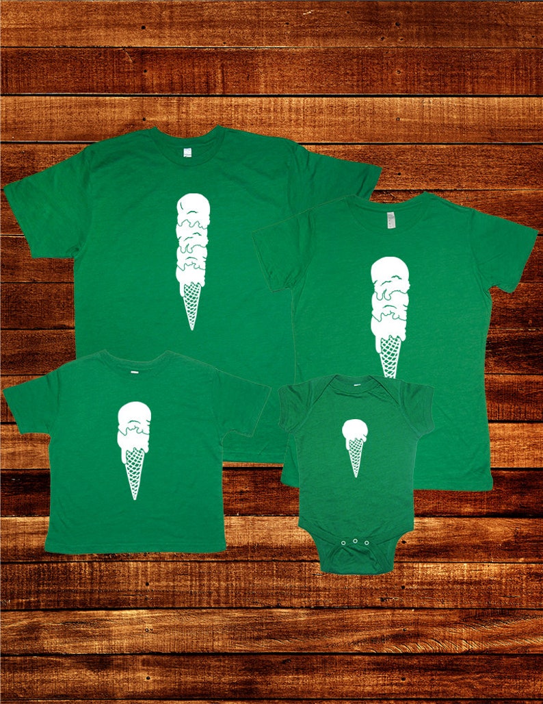 Fathers Day Ice Cream Scoops Add a Scoop for Each Child up to 4 Mom / Dad Shirts Love Ice Cream Cones 1, 2, 3, 4 kids Matching image 6
