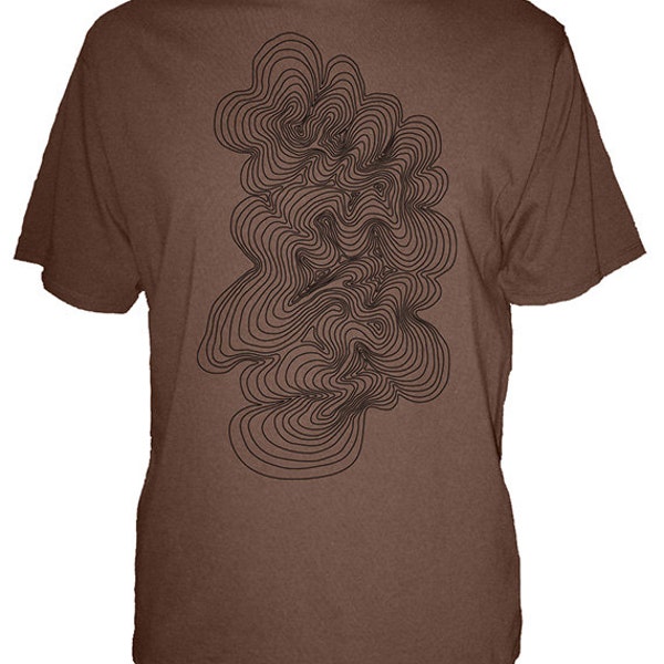 Mens Topographical Map Geometric Shirt - T Shirt - Geometric Shape Lines - Mens Organic TShirt - Gift Friendly - Hand Screen Printed, Bamboo