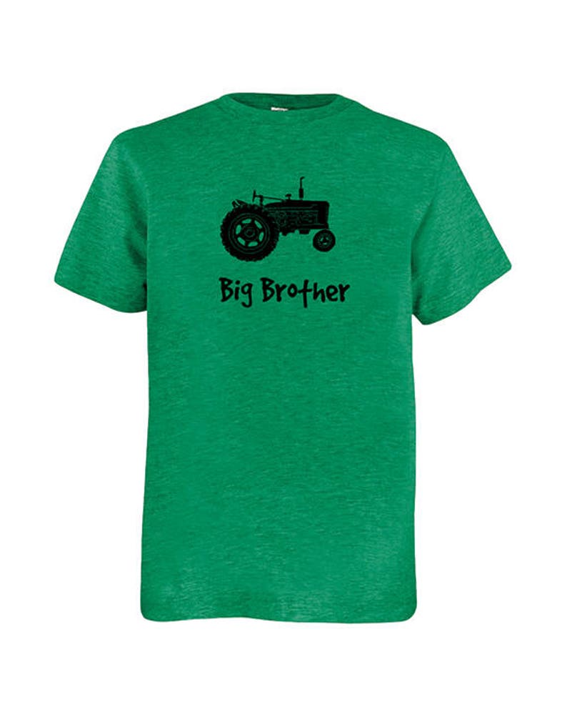 Big Brother Shirt Multiple Colors Available Kids Big Brother Tractor Gift Friendly PolyCotton Blended Fun Boys Tee image 1