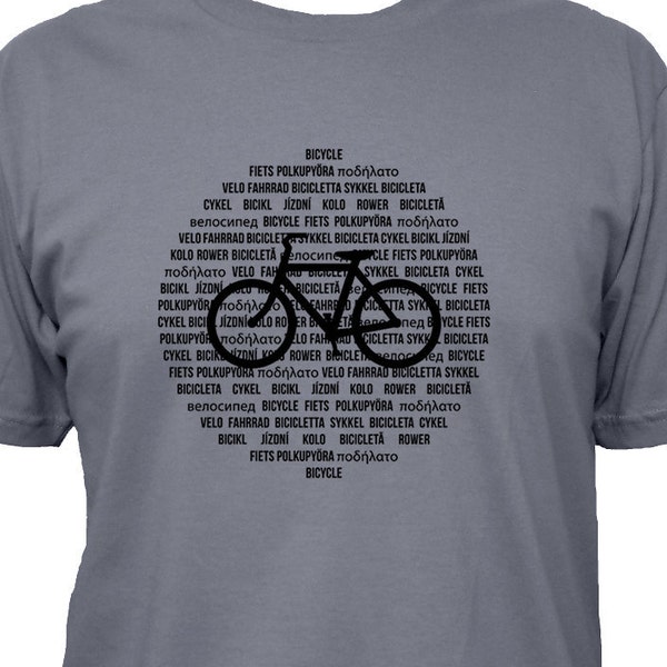 Bicycle Shirt - Bike Languages Mens Shirt - 3 Colors Available - Mens Cotton Shirt - Gift Friendly