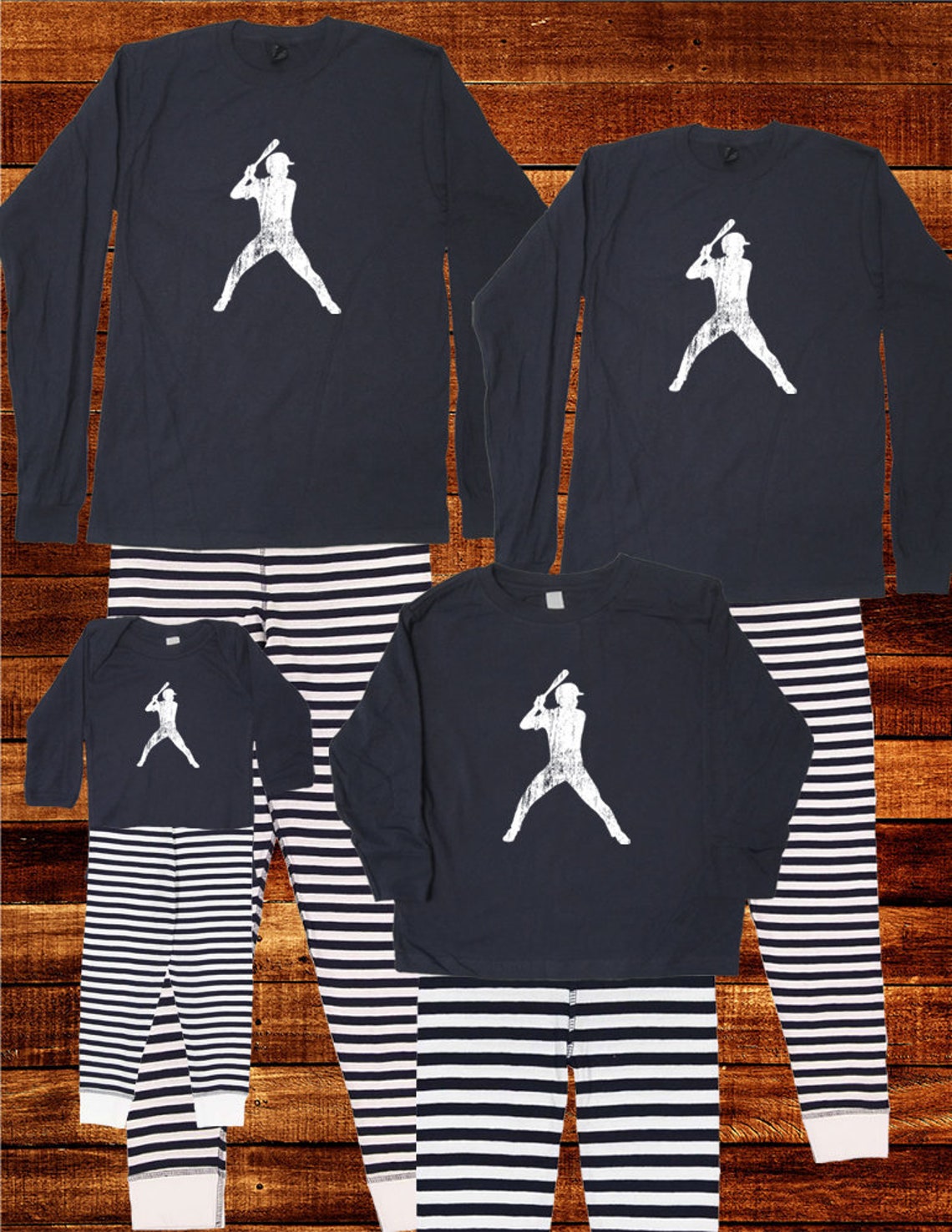 Fathers Day Baseball Pajamas Family Matching Baseball Player Etsy