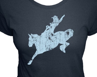 Womens Horse Shirt - Rodeo Cowgirl - Organic T Shirt - 4 Colors Available - Womens Organic Bamboo and Cotton T Shirt - Gift Friendly