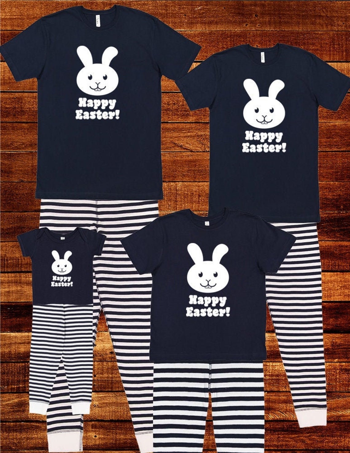 Family Matching Pajamas Short Sleeved Happy Easter Bunny Etsy