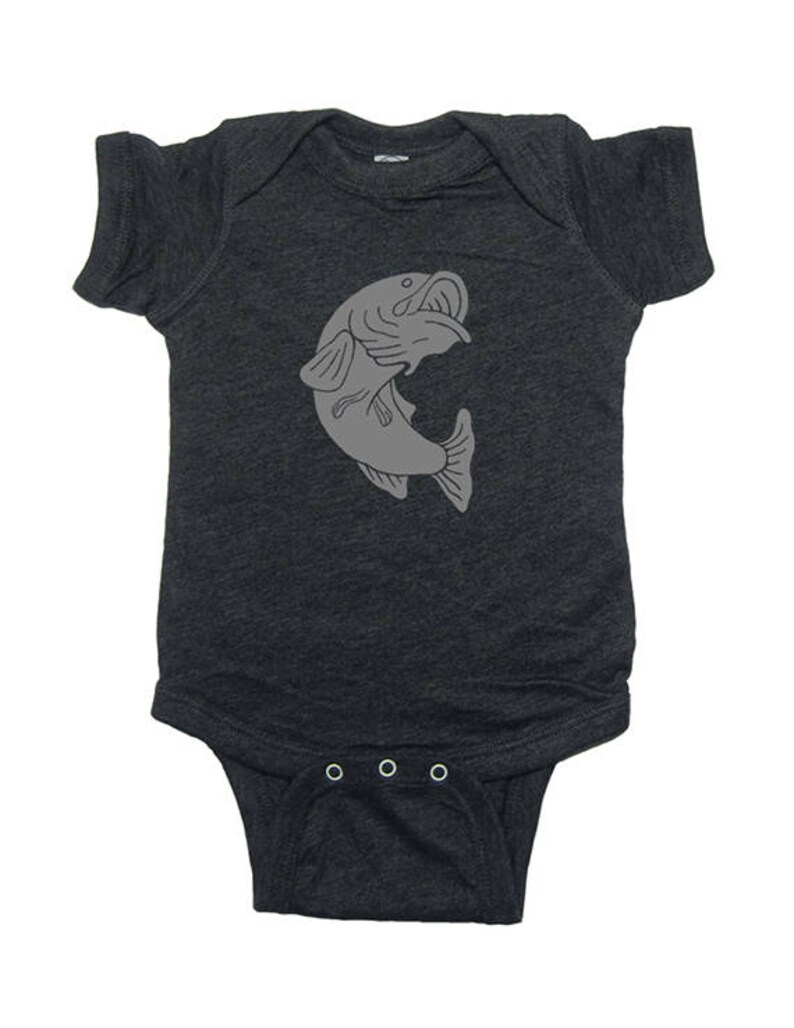 soft PolyCotton Fabric Bass Fish Baby Bodysuit Multiple Colors available Super Soft cute baby shirt
