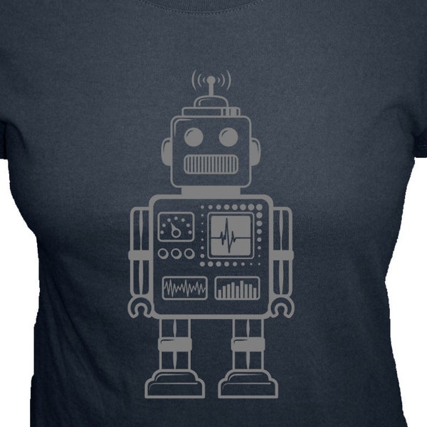 Womens Robot Shirt - Robot T Shirt - Geekery - 4 Colors Available - Organic Bamboo and Cotton Womens Shirt - Gift Friendly - Science Present