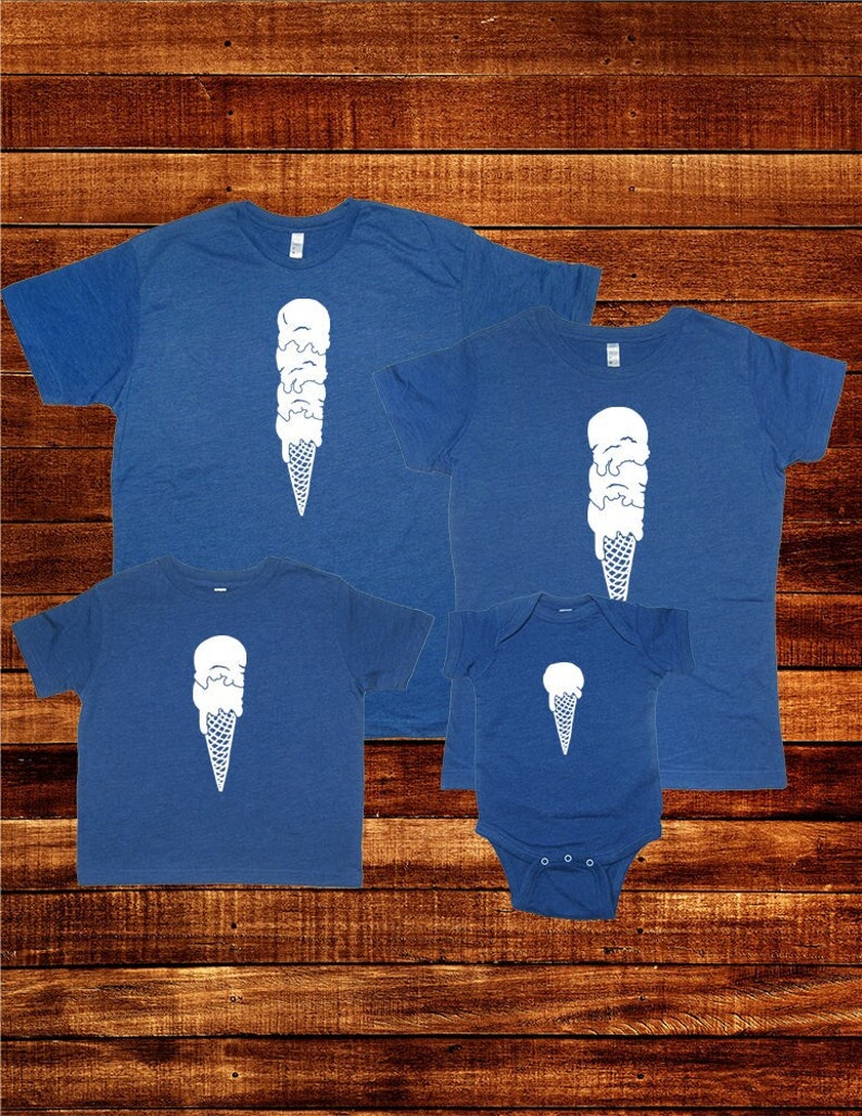 Fathers Day Ice Cream Scoops Add a Scoop for Each Child up to 4 Mom / Dad Shirts Love Ice Cream Cones 1, 2, 3, 4 kids Matching image 2