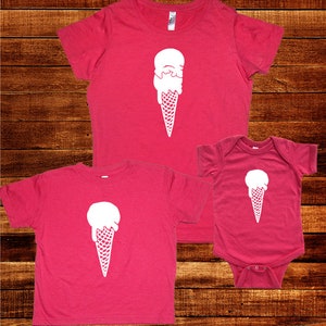 Fathers Day Ice Cream Scoops Add a Scoop for Each Child up to 4 Mom / Dad Shirts Love Ice Cream Cones 1, 2, 3, 4 kids Matching image 5