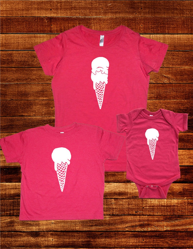 Fathers Day Ice Cream Scoops Add a Scoop for Each Child up to 4 Mom / Dad Shirts Love Ice Cream Cones 1, 2, 3, 4 kids Matching image 5