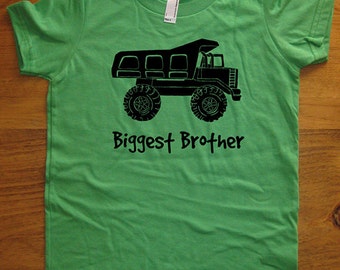 Biggest Brother Dump Truck Shirt - Kids Big Brother T Shirt - 8 Colors - Kids Big Brother T shirt Sizes 2T, 4T, 6, 8, 10, 12 - Gift Friendly