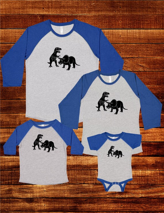 Valentines Dinosaur Family Matching T Shirts Raglan Sleeves Black