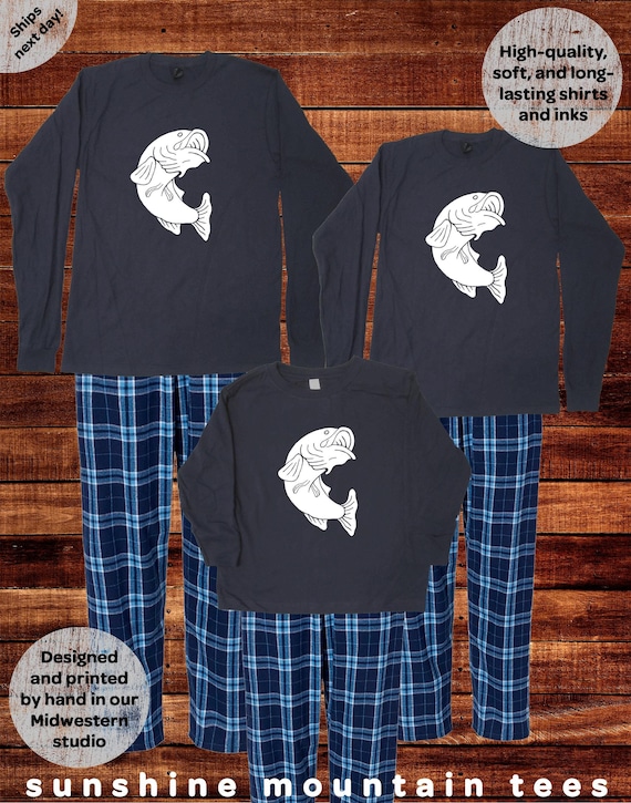 Family Matching Pajamas Fishing Fathers Day Pajama Set Holiday Matching PJ Loungewear Men Women Matching Pjs Set Navy Blue Flannel Plaid Etsy Canada