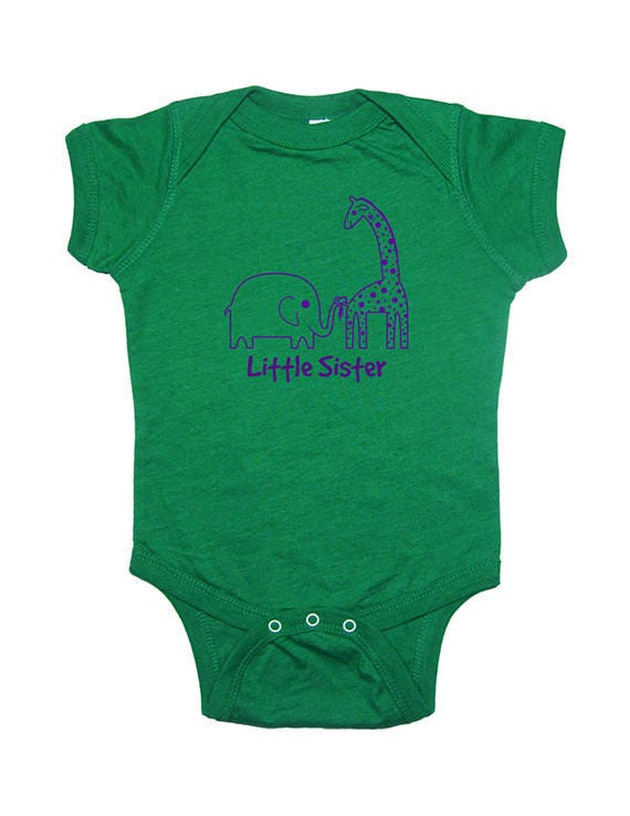 Elephant & Giraffe Little Sister Shirt Lil Sis Baby Bodysuit | Etsy