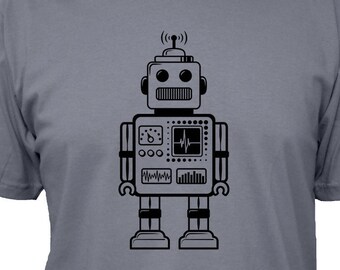 Robot Shirt - Retro Robot Tshirt - 5 Colors - Mens Cotton T Shirt - Gift Friendly - Geek Shirt / Nerd Shirt / Christmas Gift for Dad