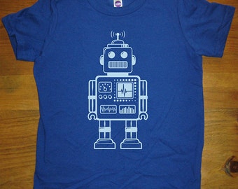 Robot Shirt - Retro Robot Kids Shirt - 8 Colors Available - Sizes 2T, 4T, 6, 8, 10, 12 - Gift Friendly Great Christmas gift for boy or girl