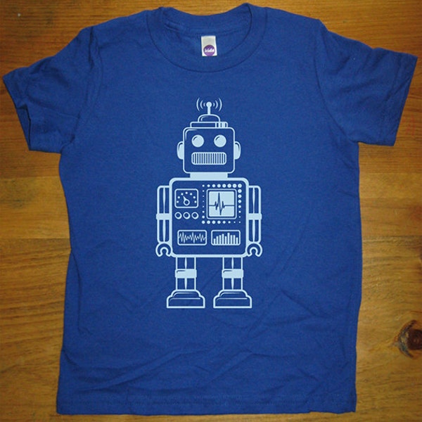 Robot Shirt - Retro Robot Kids Shirt - 8 Colors Available - Sizes 2T, 4T, 6, 8, 10, 12 - Gift Friendly Great Christmas gift for boy or girl