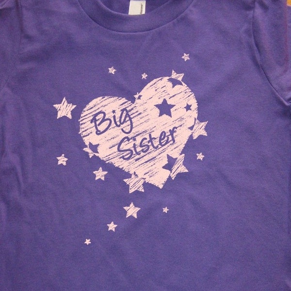 Camisa Big Sister - 8 colores disponibles - New Baby Girls Top - Big Sister Present - Camiseta para niños Tallas 2T, 4T, 6, 8, 10, 12 - Apto para regalos