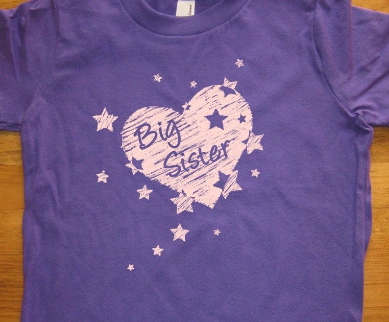 Big Sister Shirt 8 Colors Available New Baby Girls Top Big Sister Present Kids T shirt Sizes 2T, 4T, 6, 8, 10, 12 Gift Friendly image 1