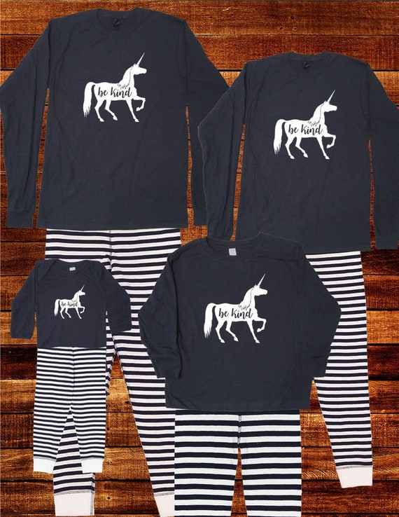 Family Matching Pajamas Be Kind Unicorn Valentines Pajama Set Holiday Matching PJ Men Women Boy Girl Child Kid Baby Matching Pjs Set Etsy
