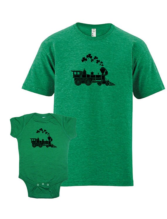 St Patricks Shamrock Train Matching Dad Baby Long Sleeve Shirts St Patricks Shamrock Train Matching Dad Baby Long Sleeve Shirts
