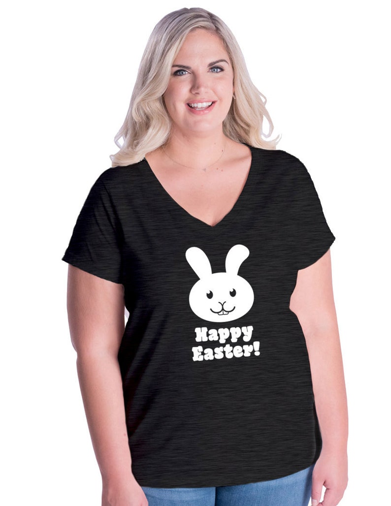 Womens Easter Plus Size V Neck Shirt Happy Easter Womens - Etsy