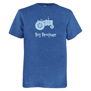 Big Brother Shirt Multiple Colors Available Kids Big Brother Tractor Gift Friendly PolyCotton Blended Fun Boys Tee image 2