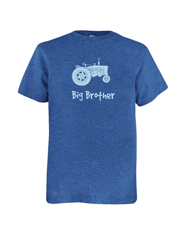 Big Brother Shirt Multiple Colors Available Kids Big Brother Tractor Gift Friendly PolyCotton Blended Fun Boys Tee image 2