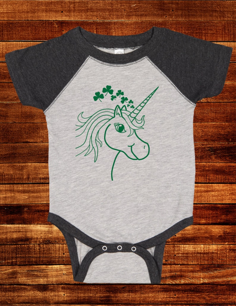 Tee Baseball Sleeve Saint Patricks Day Infant One Piece St Patricks Day Shirt Baby Unicorn Shamrocks Shirt Infant Green Raglan T Shirt