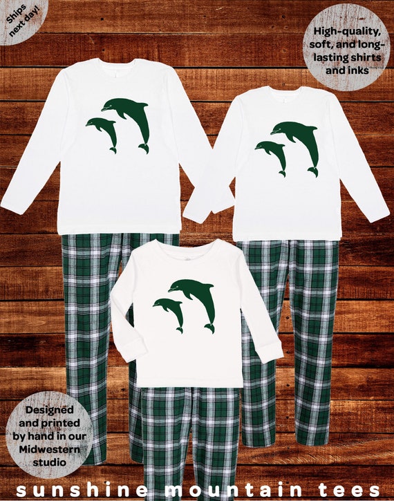 Family Matching Pajamas Dolphins Pajama Set Matching PJ Fathers Day Men Women Green Flannel Plaid Christmas Matching Pjs Set Ocean Beach Etsy UK