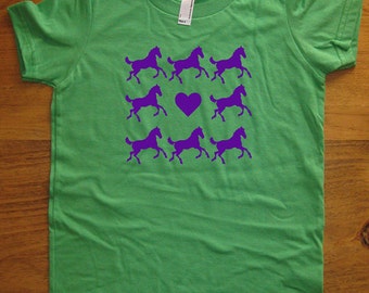 Horse Shirt - Girls Love Horses Shirt - 7 Colors - Kids Tshirt Sizes 2T, 4T, 6, 8, 10, 12 - Gift Friendly - Great gift for horse lover