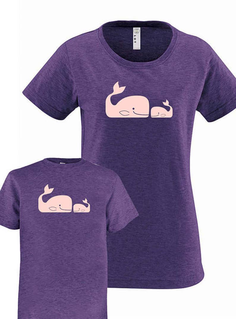 Matching Mother Daughter Shirts, Mommy and Me Whale Pair Set T shirts, gift, mom child, mom shirt, mother daughter son gift for mom girl boy image 1