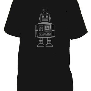 Robot Shirt Retro Robot Tshirt 5 Colors Mens Cotton T Shirt Gift Friendly Geek Shirt / Nerd Shirt / Christmas Gift for Dad image 2