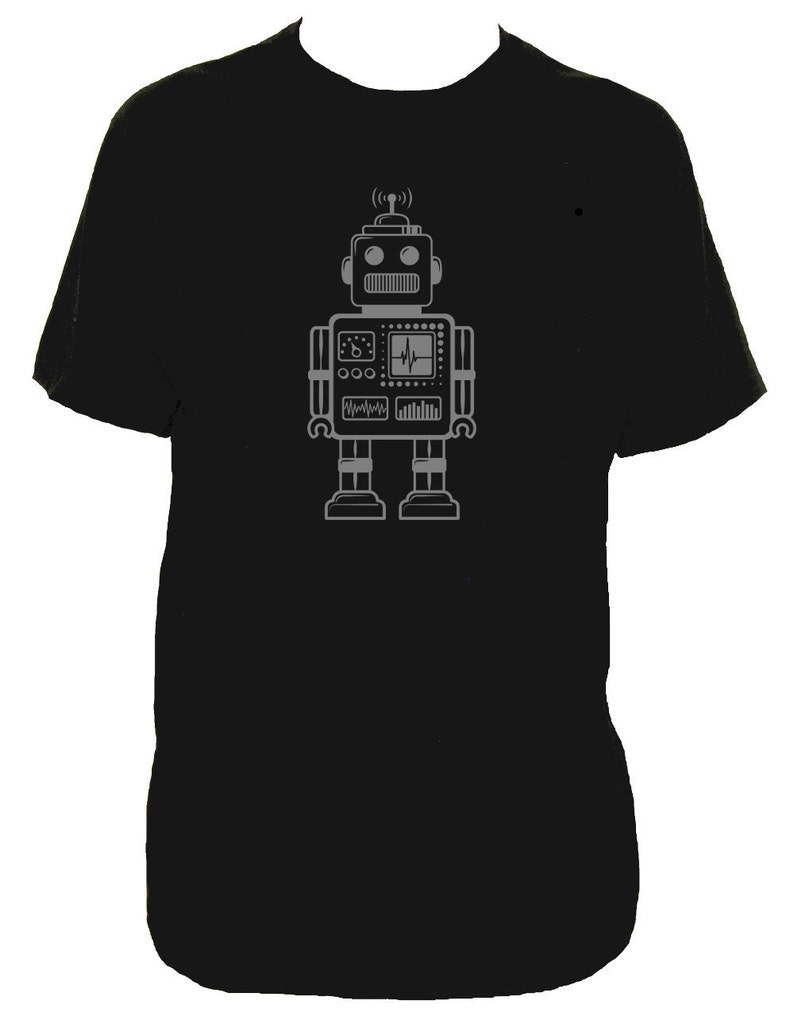 Robot Shirt Retro Robot Tshirt 5 Colors Mens Cotton T Shirt Gift Friendly Geek Shirt / Nerd Shirt / Christmas Gift for Dad image 2