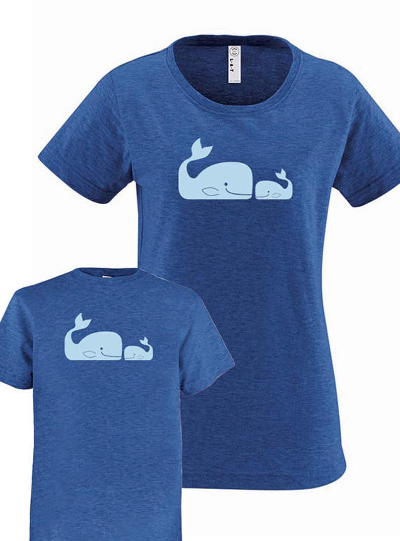 Matching Mother Daughter Shirts, Mommy and Me Whale Pair Set T shirts, gift, mom child, mom shirt, mother daughter son gift for mom girl boy image 3