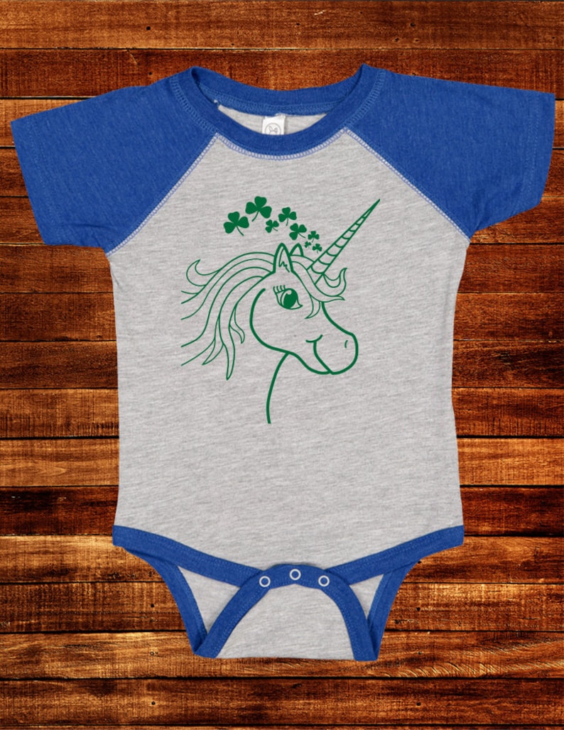 Tee Baseball Sleeve Saint Patricks Day Infant One Piece St Patricks Day Shirt Baby Unicorn Shamrocks Shirt Infant Green Raglan T Shirt