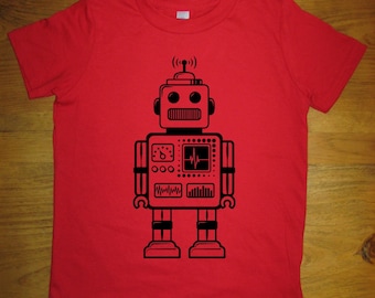 Robot Shirt - Retro Robot Kids T Shirt - 8 Colors - Sizes 2T, 4T, 6, 8, 10, 12 - Gift Friendly - Great Present for Science Kid