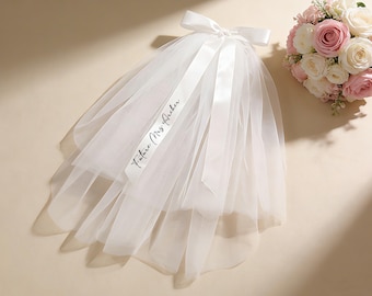 Personalised Bridal Veil, Hen Do, Lace, Bride To Be, Party, Bow, Bridal Accessories, Engagement Gift, Bride to be Gift