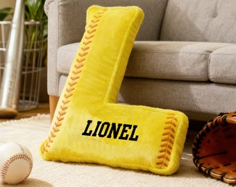 Personalisiertes Softball Briefkissen, benutzerdefiniertes Initialkissen mit Namen, Softball-Liebhaber-Player, Softballspieler-Geschenk, Softball-Teamgeschenke